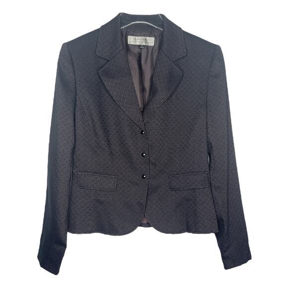 Tahari Arthur S. Levine‎ Womens Snap Button Blazer Jacket Size 6 Brown Black - Picture 1 of 7